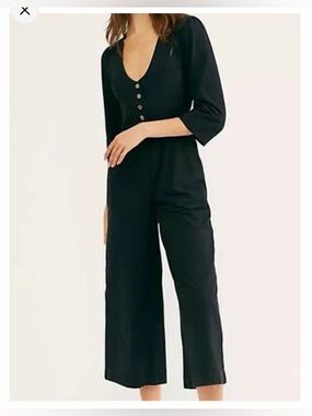 Free People Back Into It Jumpsuit Button Cutout One Piece
